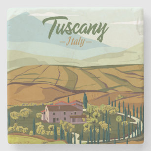 Handtekening Toscane Italië Landschapsschets Stenen Onderzetter