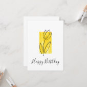 Handtekening Tulp, gele Waterverf Abstract Kaart (Voorkant / Achterkant in situ)