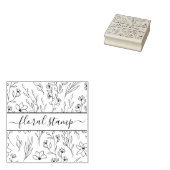 Handtekening tussen bloemtextuur rubberstempel (Gestempeld)