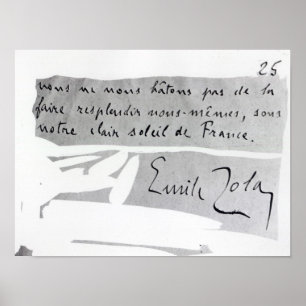 Handtekening van Emile Zola Poster