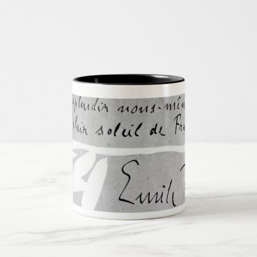Handtekening van Emile Zola Tweekleurige Koffiemok (Center)