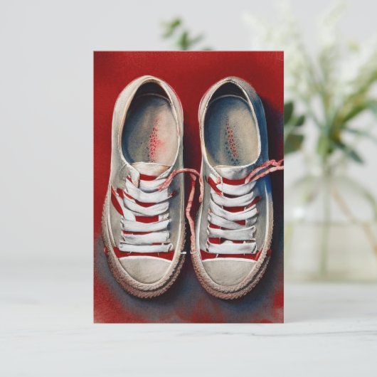 Handtekening van grappige schoenen bedankkaart (Staand voorkant)