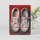 Handtekening van grappige schoenen feestdagenkaart (Staand voorkant)