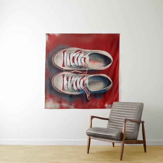 Handtekening van grappige schoenen wandkleed (In Situ (horizontaal))