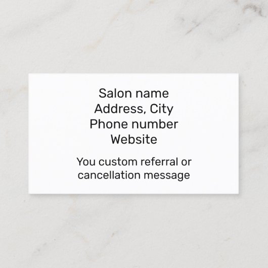 Handtekening van het wasorgaan van het vrouw visitekaartje (Achterkant)