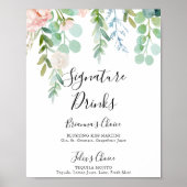 Handtekening van kleurrijke tropische flora Drink Poster (Voorkant)