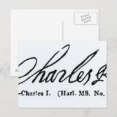 Handtekening van koning Charles I Briefkaart (Voorkant / Achterkant)