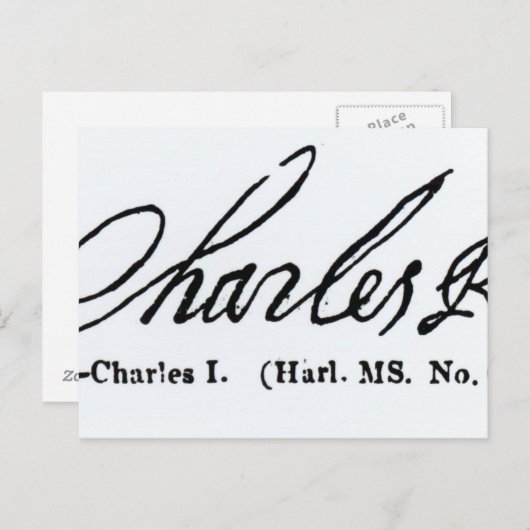 Handtekening van koning Charles I Briefkaart (Voorkant / Achterkant)