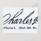 Handtekening van koning Charles I Briefkaart (Voorkant)