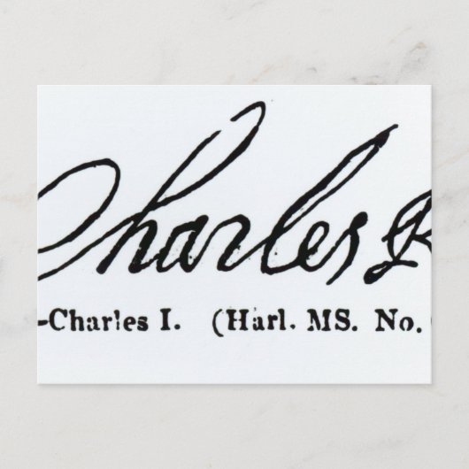 Handtekening van koning Charles I Briefkaart (Voorkant)