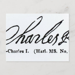 Handtekening van koning Charles I Briefkaart