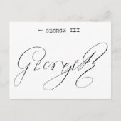 Handtekening van koning George III Briefkaart (Voorkant)