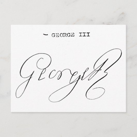 Handtekening van koning George III Briefkaart (Voorkant)