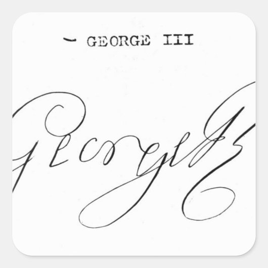 Handtekening van koning George III Vierkante Sticker (Voorkant)