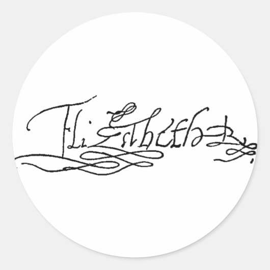 Handtekening van koningin Elizabeth I van Engeland Ronde Sticker (Voorkant)