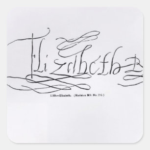 Handtekening van koningin Elizabeth I Vierkante Sticker