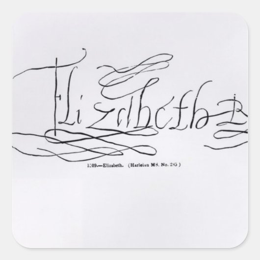 Handtekening van koningin Elizabeth I Vierkante Sticker (Voorkant)