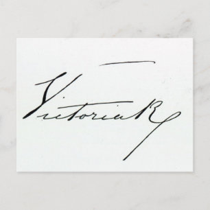 Handtekening van koningin Victoria (pen en inkt op Briefkaart