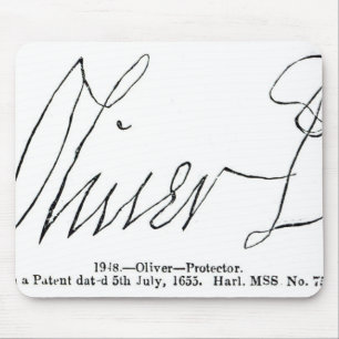 Handtekening van Oliver Cromwell Lord Protector Muismat