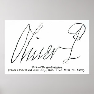 Handtekening van Oliver Cromwell Lord Protector Poster