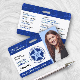 Handtekening van politiefunctionaris van Blue Marb Badge