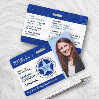 Handtekening van politiefunctionaris van Blue Marb Badge