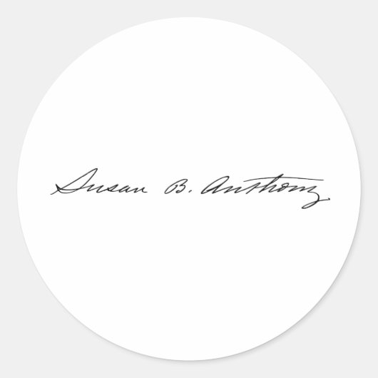 Handtekening van Suffragette Susan B. Anthony Ronde Sticker (Voorkant)