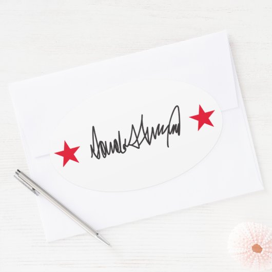 Handtekening van Trump Ovale Sticker (Envelop)