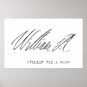 Handtekening van William III of England Poster