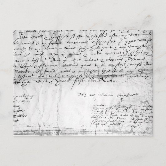 Handtekening van William Shakespeare, 1616 Briefkaart (Voorkant)