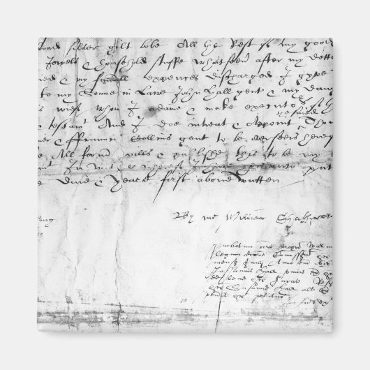 Handtekening van William Shakespeare, 1616 Magneet (Voorkant)