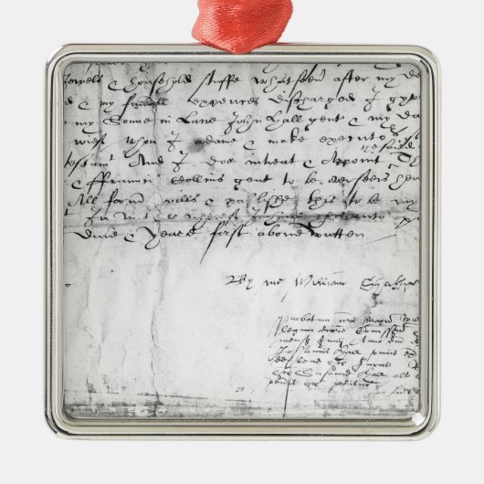 Handtekening van William Shakespeare, 1616 Metalen Ornament (Voorkant)