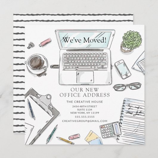 Handtekening Verplaatsingsaankondiging Kantoor Aankondiging (Voorkant / Achterkant)