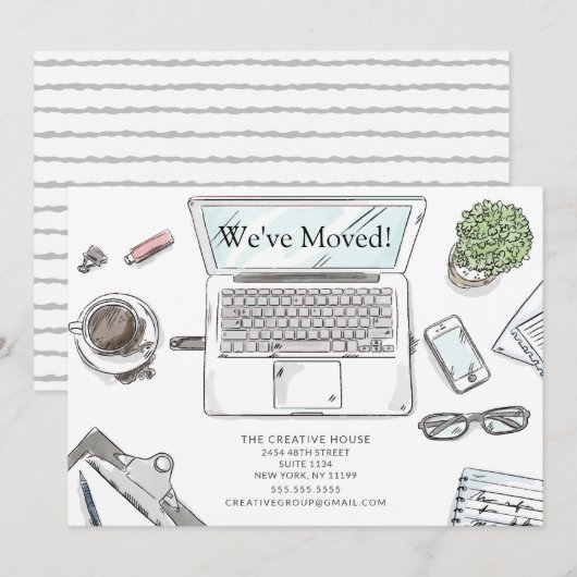 Handtekening Verplaatsingsaankondiging Kantoor Aankondiging (Voorkant / Achterkant)