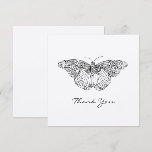 Handtekening vlinder Hartelijk dank Bedankkaart (Voorkant / Achterkant)