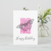Handtekening vlinder, roze Waterverf Abstract Kaart (Staand voorkant)