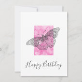 Handtekening vlinder, roze Waterverf Abstract Kaart (Voorkant)