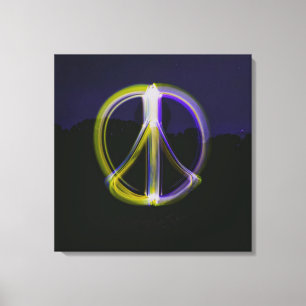 Handtekening voor de vrede in het Night Sky-geberg Canvas Afdruk