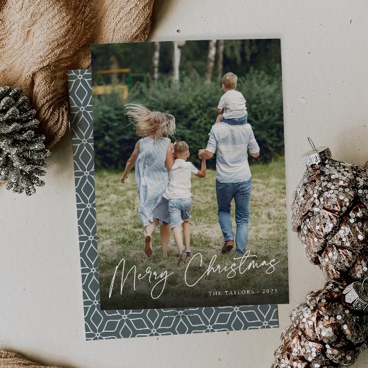 handtekening | Vrolijke Kerstmis verticale foto Feestdagenkaart