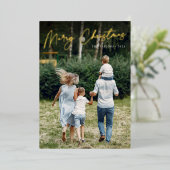 handtekening | Vrolijke Kerstmis verticale foto Folie Feestdagenkaart (Staand Voorkant)
