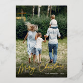 handtekening | Vrolijke Kerstmis verticale foto Folie Feestdagenkaart (Voorkant)