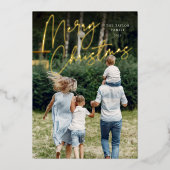 handtekening | Vrolijke Kerstmis verticale foto Folie Feestdagenkaart (Voorkant)