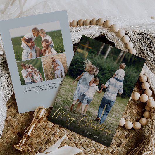 handtekening | Vrolijke Kerstmis verticale foto Folie Feestdagenkaart