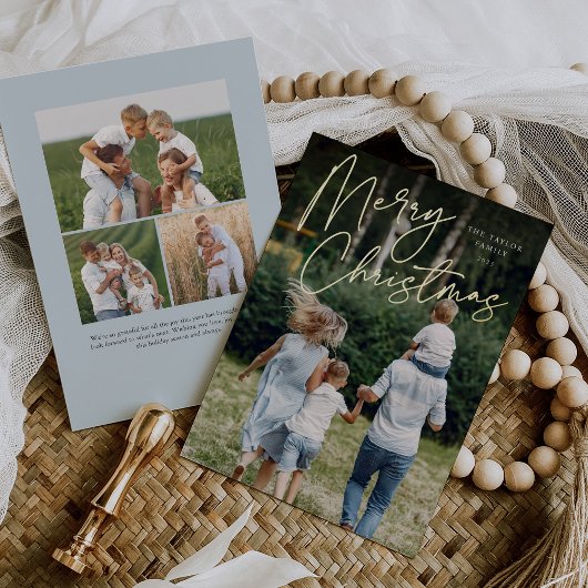 handtekening | Vrolijke Kerstmis verticale foto Folie Feestdagenkaart