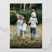 handtekening | Vrolijke Kerstmis verticale foto Folie Feestdagenkaart (Voorkant)