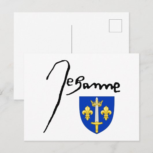 Handtekening/wapen van Jeanne d'Arc Briefkaart (Voorkant / Achterkant)