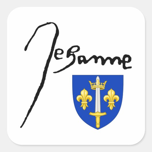 Handtekening/wapen van Jeanne d'Arc Vierkante Sticker (Voorkant)