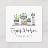 Handtekening waterverf Potlood Houseplant Vierkante Visitekaartje (Voorkant)