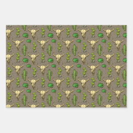 Handtekening Western bull Cactus Patter Inpakpapier Vel