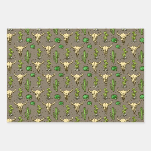 Handtekening Western bull Cactus Patter Inpakpapier Vel (Voorkant)
